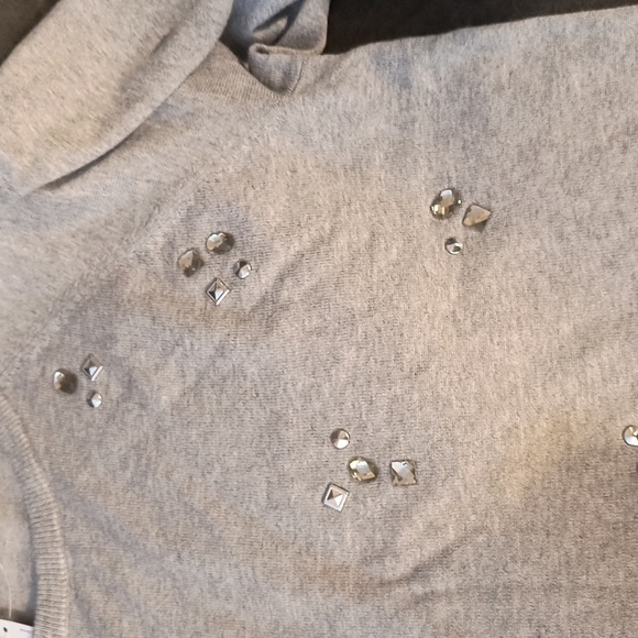 MICHAEL Michael Kors Jewel Embellished Woman's Sweater Gray Size L - Picture 8 of 16